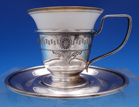 Demitasse Cup with saucer and liner sku#6313 - Webster - Pattern Unknown by Webster - Sterling